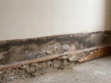 Bande brune en bas de mur
